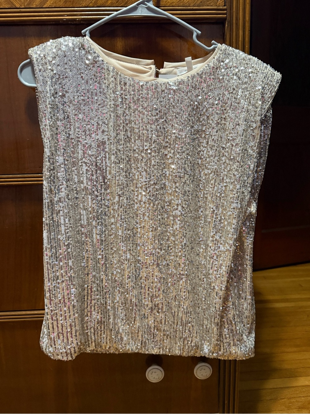 NWT Maurices Champagne Sequin Cap-Sleeve top